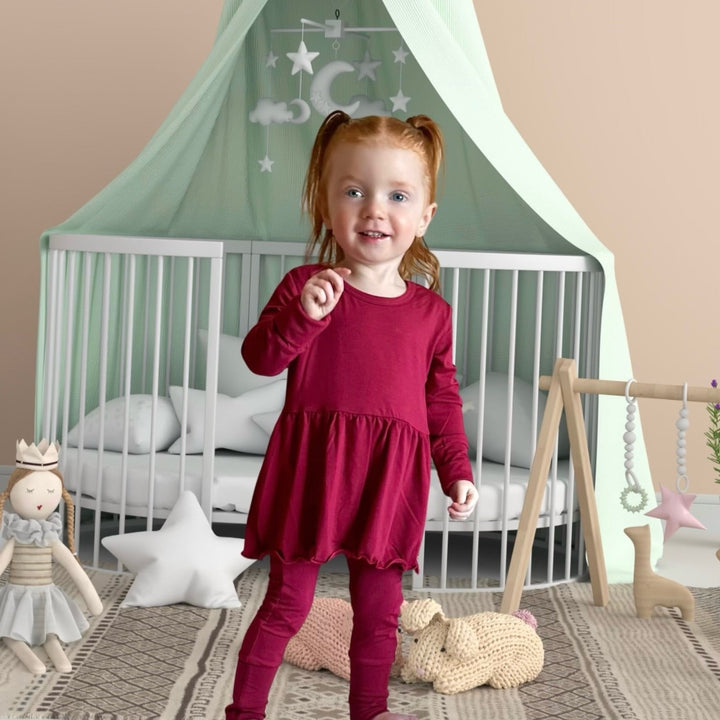 Front Opening Twirl Romper in Holly Berry | Bamboo Viscose