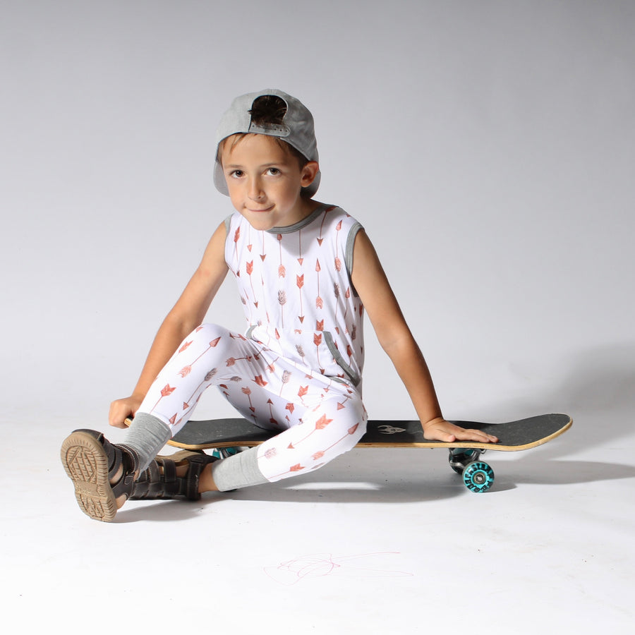Front Opening Tank Romper in Fate's Arrows | Bamboo Viscose