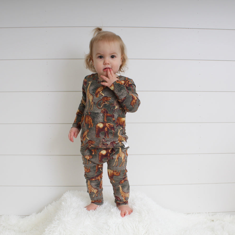 Front Opening Romper in Ugandan Safari | Bamboo Viscose