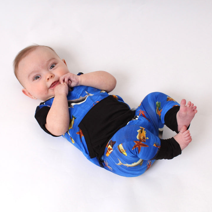 Front Opening Romper in Under the Sea | Bamboo Viscose