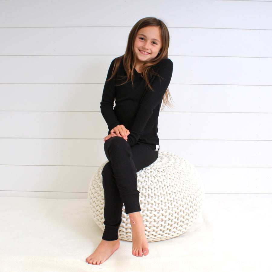 2 pc Loungewear Set in Raven Waffle | Bamboo Viscose