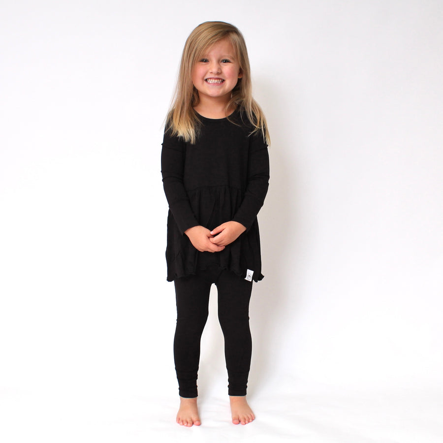 Front Opening Twirl Romper in Jet Black | Bamboo Viscose