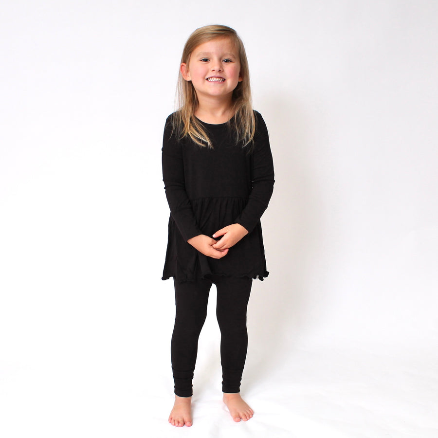 Front Opening Twirl Romper in Jet Black | Bamboo Viscose