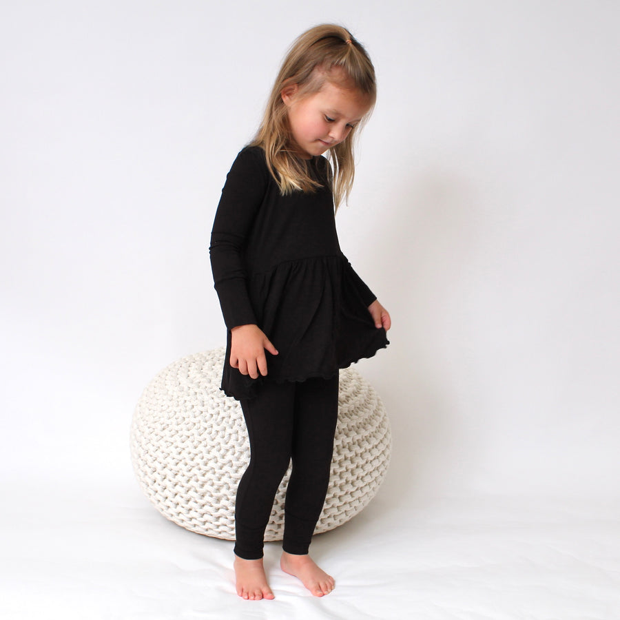 Front Opening Twirl Romper in Jet Black | Bamboo Viscose