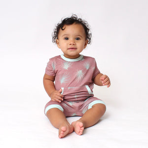 Front Opening Shortie Romper in Dandelions | Bamboo Viscose