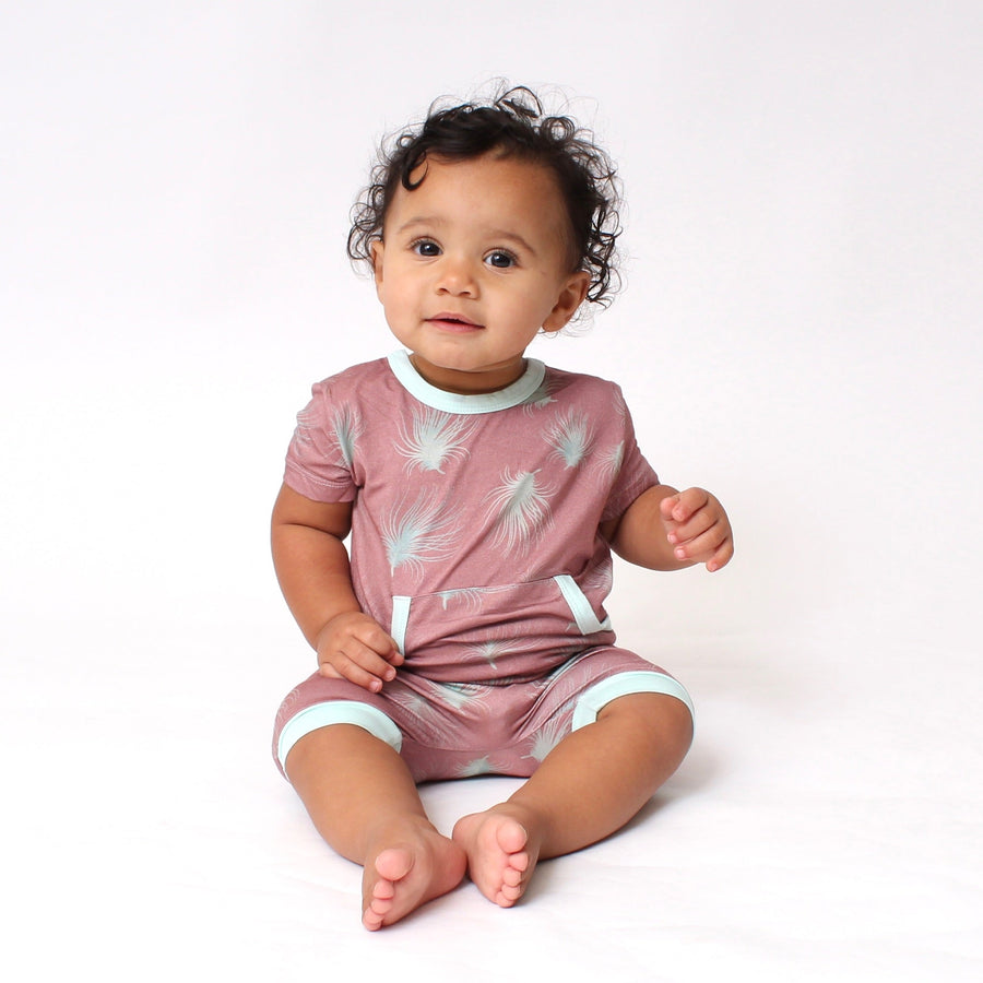 Front Opening Shortie Romper in Dandelions | Bamboo Viscose
