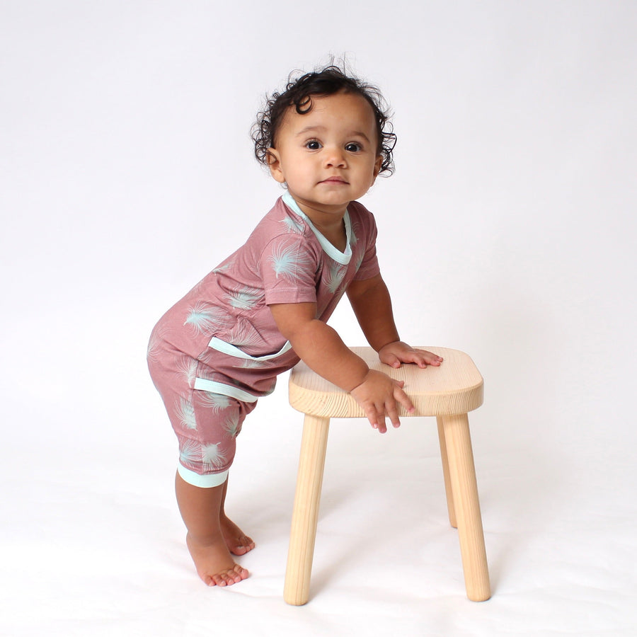 Front Opening Shortie Romper in Dandelions | Bamboo Viscose