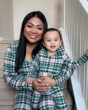 Women’s 2 pc Loungewear Set in Jaded Plaid | Bamboo Viscose