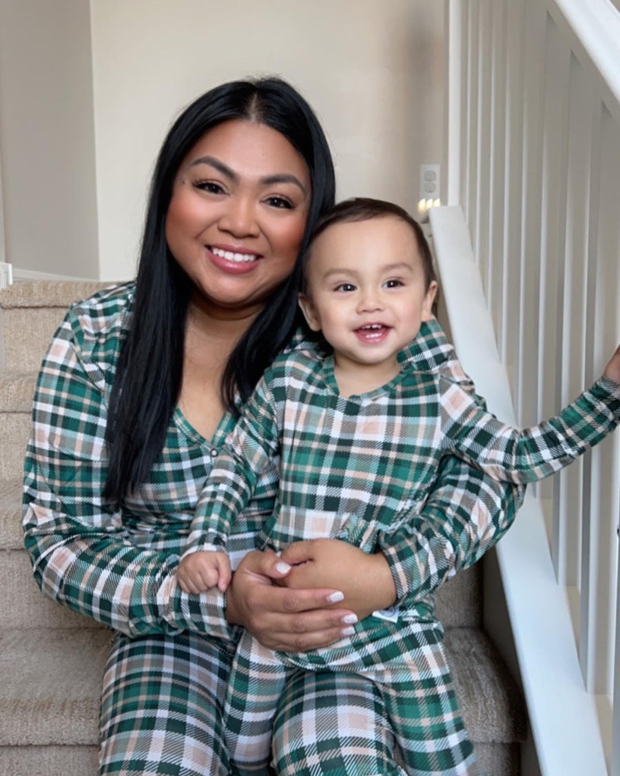 Women’s 2 pc Loungewear Set in Jaded Plaid | Bamboo Viscose
