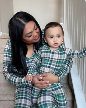 Women’s 2 pc Loungewear Set in Jaded Plaid | Bamboo Viscose