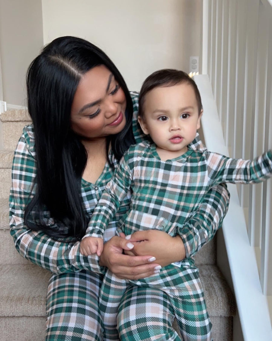 Women’s 2 pc Loungewear Set in Jaded Plaid | Bamboo Viscose