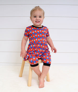 Front Opening Twirl Shortie Romper in Cupcakes | Bamboo Viscose