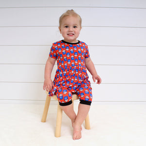 Front Opening Twirl Shortie Romper in Cupcakes | Bamboo Viscose
