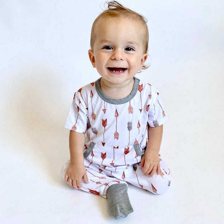 Front Opening Romper in Fate's Arrows | Bamboo Viscose