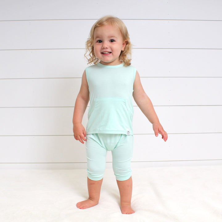 Front Opening Tank Shortie Romper in Cool Mint | Bamboo Viscose