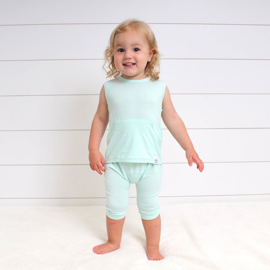 Front Opening Tank Shortie Romper in Cool Mint | Bamboo Viscose
