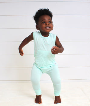 Change-A-Roo™ Front Opening Tank Romper in Cool Mint