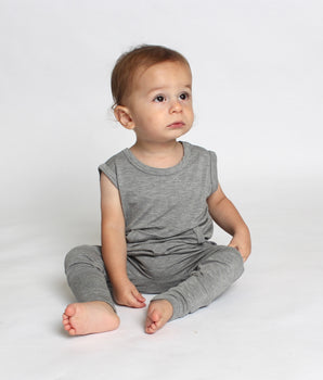 Front Opening Tank Romper in Heathered Grey