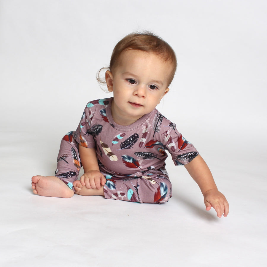 Front Opening Romper in Birds of a Feather | Bamboo Viscose