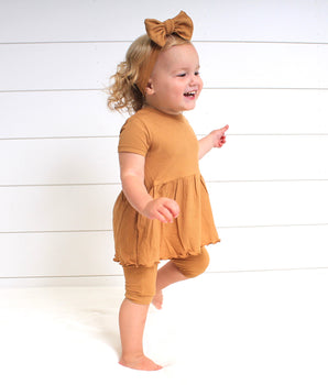 Front Opening Twirl Shortie Romper in Saffron