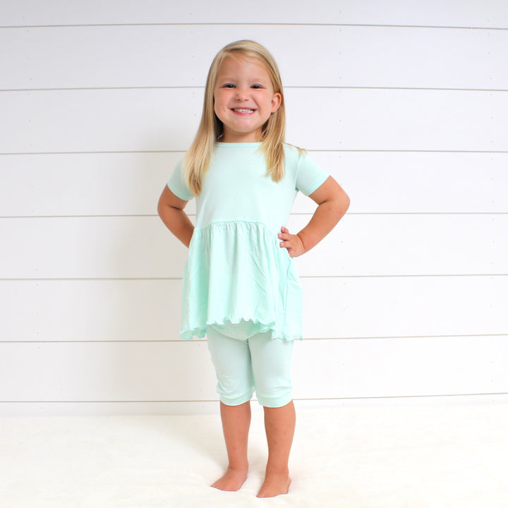 Front Opening Twirl Shortie Romper in Cool Mint | Bamboo Viscose