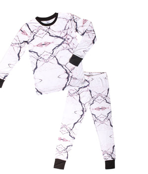 2 pc Loungewear Set in Marbled Bianco | Bamboo Viscose