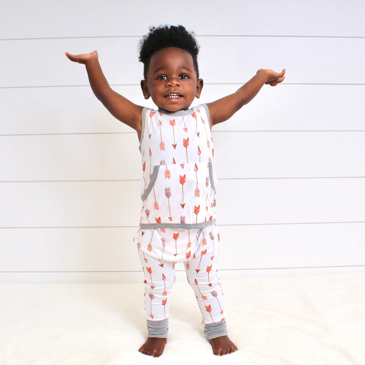 Front Opening Tank Romper in Fate's Arrows | Bamboo Viscose