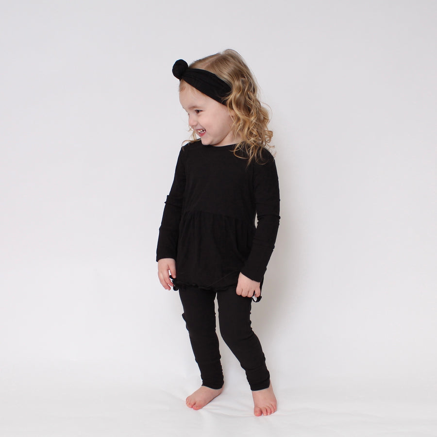 Front Opening Twirl Romper in Essential Midnight | Ribbed Bamboo Viscose