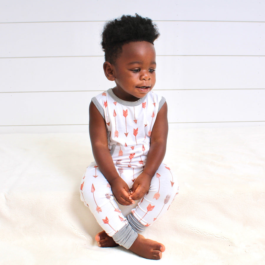 Front Opening Tank Romper in Fate's Arrows | Bamboo Viscose