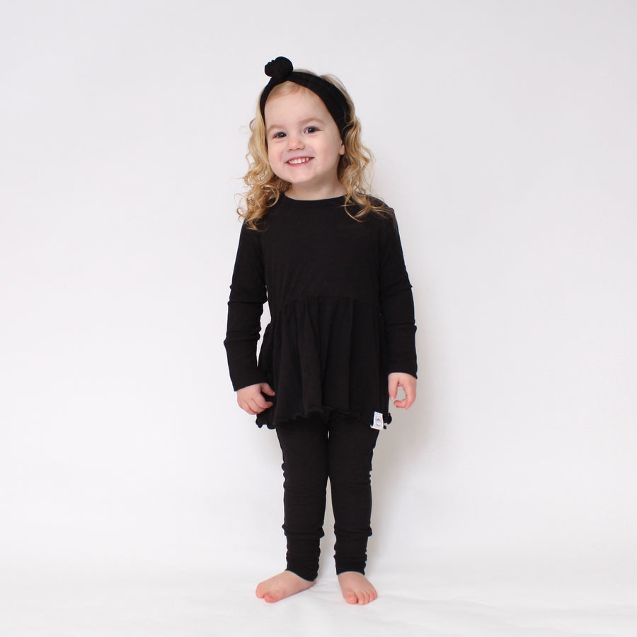 Front Opening Twirl Romper in Essential Midnight | Ribbed Bamboo Viscose
