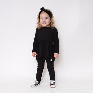 Front Opening Twirl Romper in Essential Midnight | Ribbed Bamboo Viscose