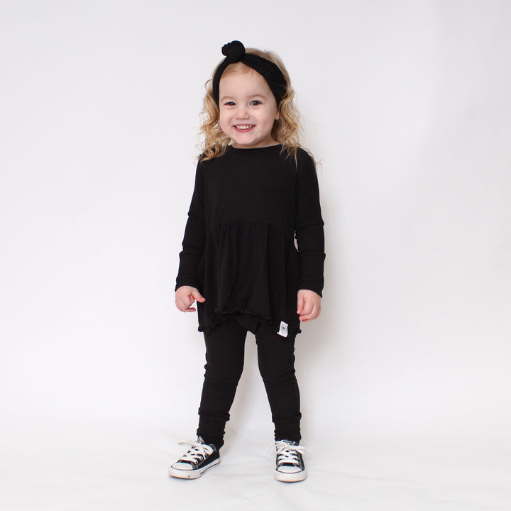 Front Opening Twirl Romper in Essential Midnight | Ribbed Bamboo Viscose