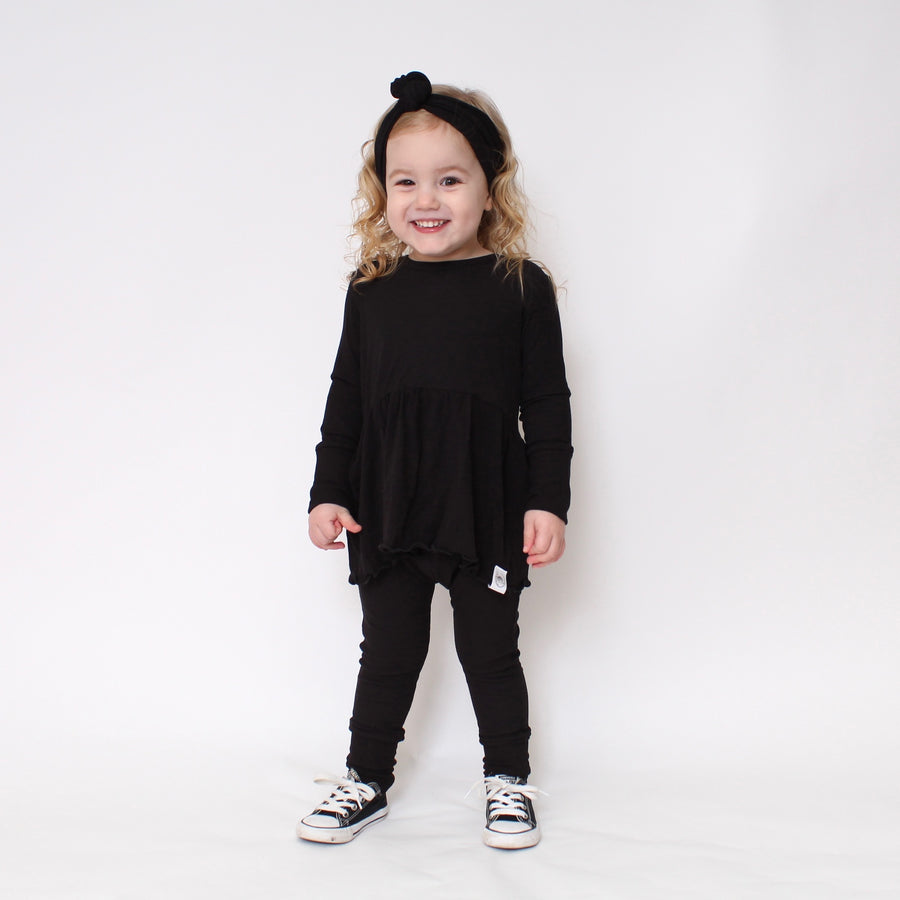 Front Opening Twirl Romper in Essential Midnight | Ribbed Bamboo Viscose