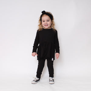 Front Opening Twirl Romper in Essential Midnight | Ribbed Bamboo Viscose