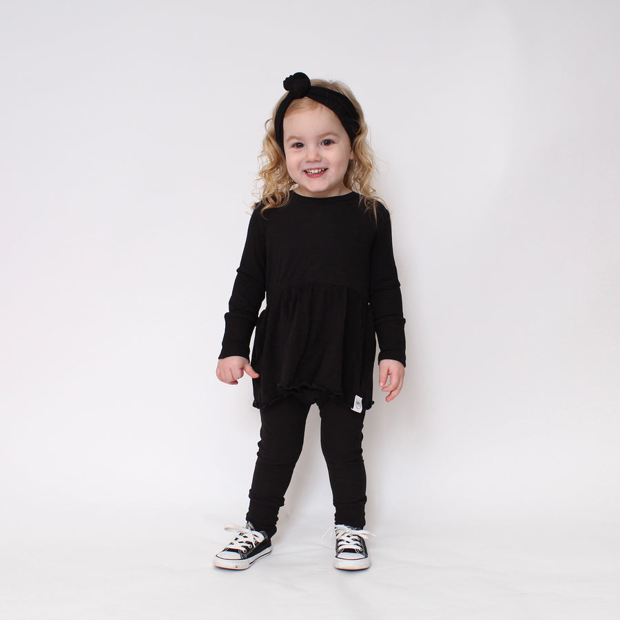 Front Opening Twirl Romper in Essential Midnight | Ribbed Bamboo Viscose