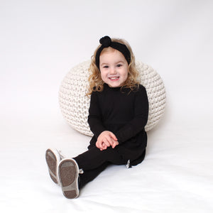 Front Opening Twirl Romper in Essential Midnight | Ribbed Bamboo Viscose