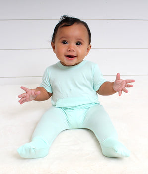 Change-A-Roo™ Front Opening Romper in Cool Mint