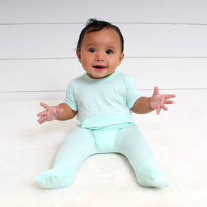 Front Opening Romper in Cool Mint | Bamboo Viscose
