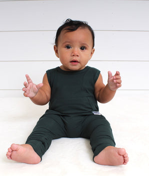Front Opening Tank Romper in Sage