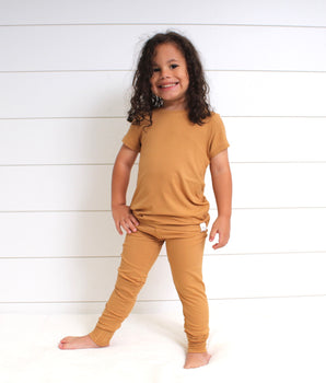 2 pc Loungewear Set in Saffron | Ribbed Bamboo Viscose