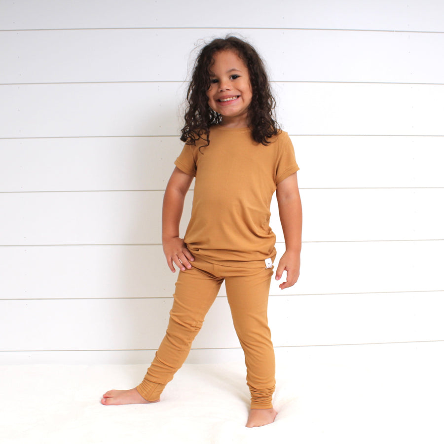 2 pc Loungewear Set in Saffron | Ribbed Bamboo Viscose
