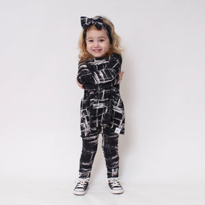 Front Opening Twirl Romper in Chalk It Up | Bamboo Viscose