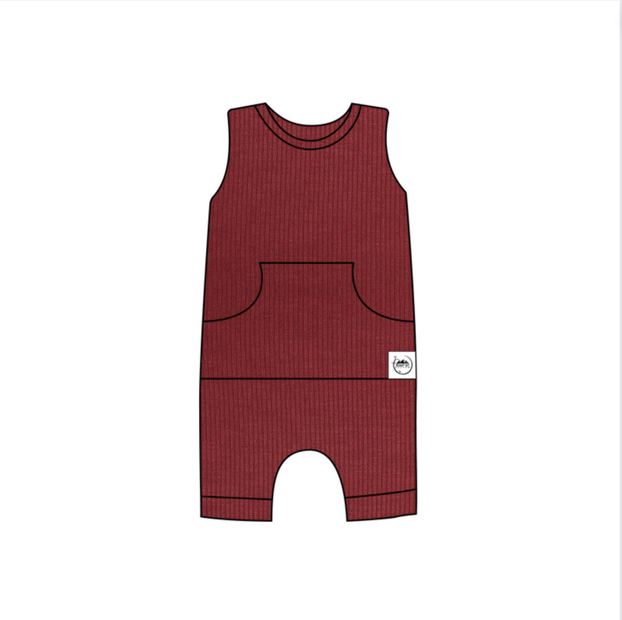 Front Opening Tank Shortie Romper in Memphis Rust | Ribbed Bamboo Viscose