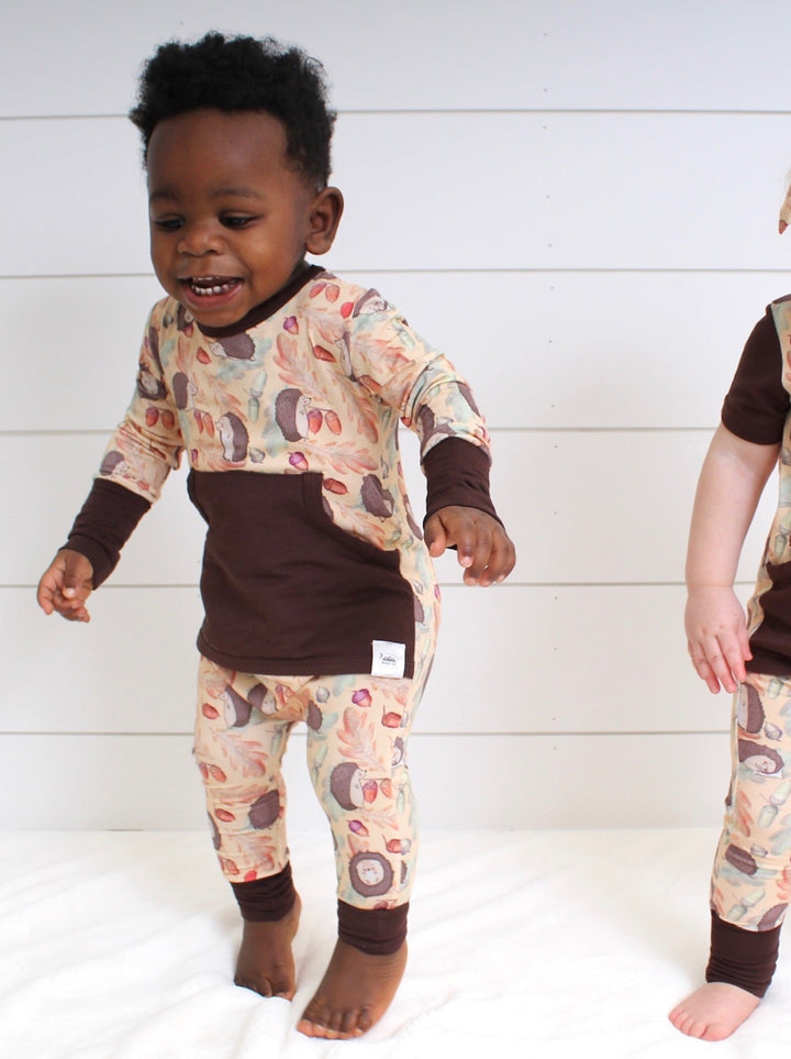 Front Opening Romper in Hedgehogs | Bamboo Viscose