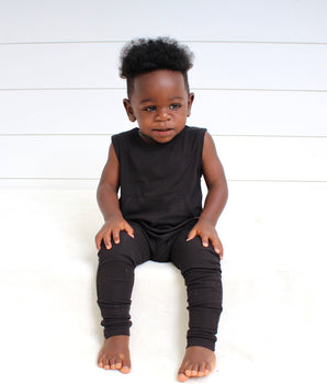 Front Opening Tank Romper in Essential Midnight