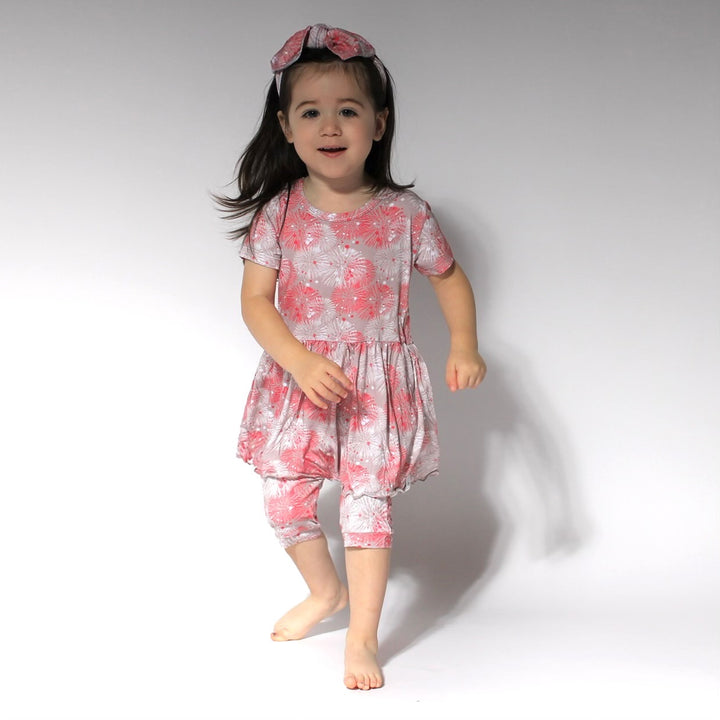 Front Opening Twirl Shortie Romper in Fire Work It | Bamboo Viscose