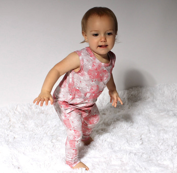 Front Opening Tank Romper in Fire Work It | Bamboo Viscose
