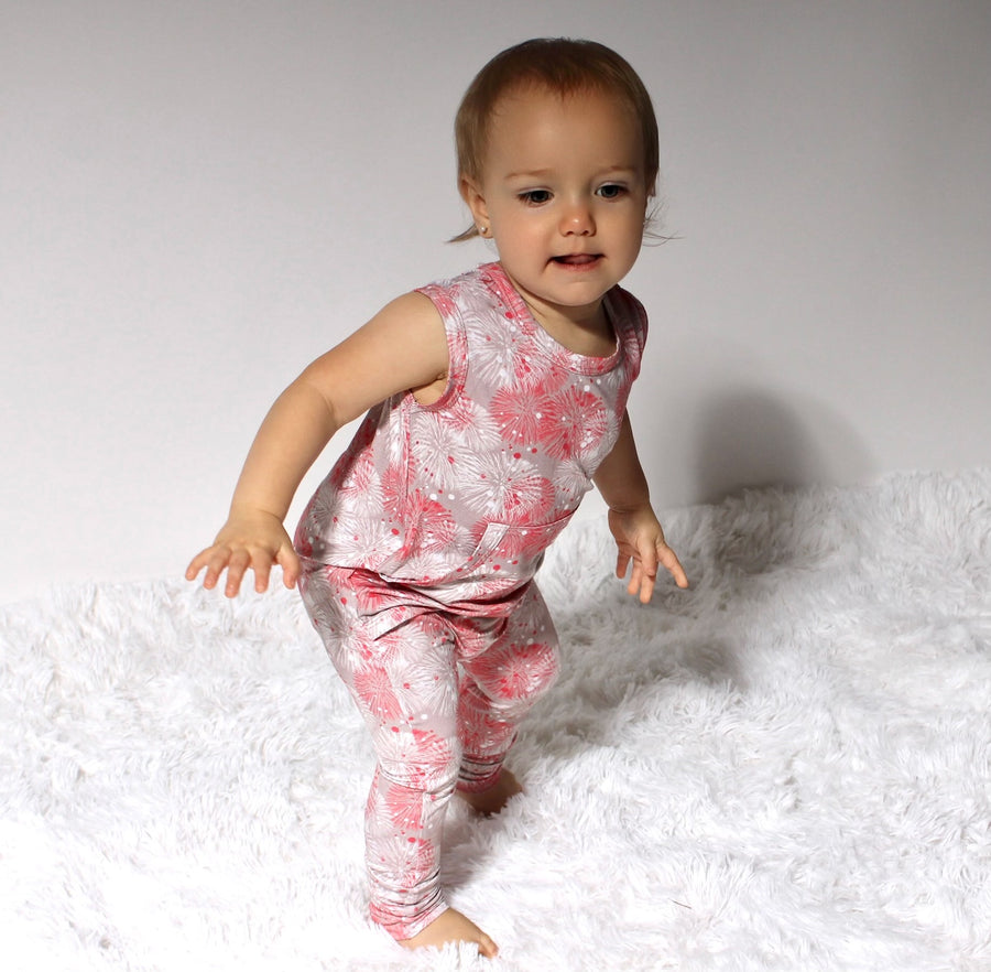 Front Opening Tank Romper in Fire Work It | Bamboo Viscose