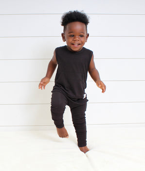 Front Opening Tank Romper in Essential Midnight
