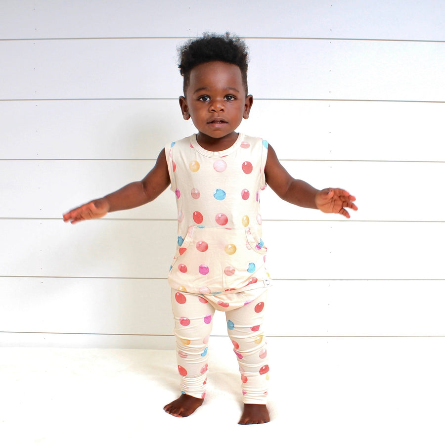 Front Opening Tank Romper in Boho Candy Buttons | Bamboo Viscose